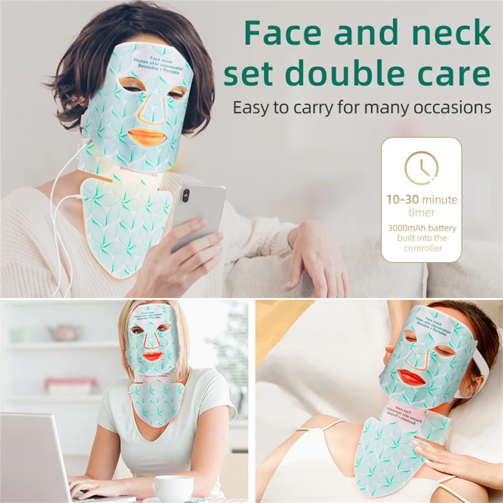 Masque LED Visage & Cou ReVa™ | Photothérapie Clinique Anti-Âge